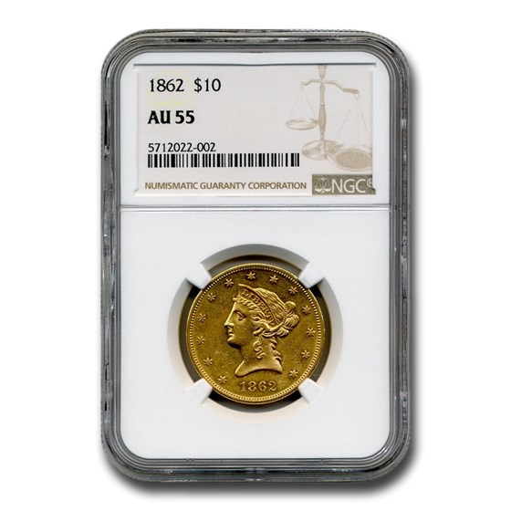 1862 $10 Liberty Gold Eagle AU-55 NGC 1862 $10 Liberty Gold Eagle AU-55 NGC